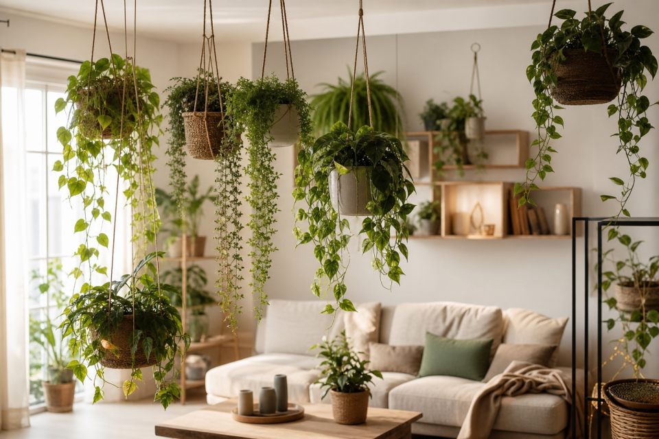 hängende Pflanzen Wohnzimmer - Hängende Pflanzen im Wohnzimmer: Ideen, Standort und Pflege für grünes Ambiente