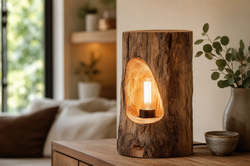 Lampe aus Baumstamm selber bauen - Lampe aus Baumstamm selber bauen: Kreative Anleitung für natürliche Wohnatmosphäre